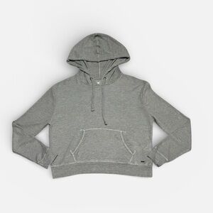 Hollister Cropped Waffle Knit Hoodie in Gray Size Medium